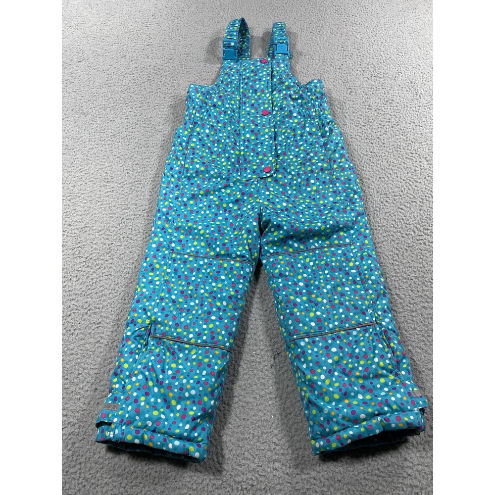 Hanna Andersson Snow Bib Ski Pants 110 US 4-5 Blue Polka Dot Insulated Overalls